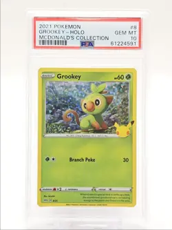 GROOKEY 2021 POKEMON MCDONALD'S CELEBRATION CLASSIC HOLO 8/25 PSA 10 Q0004 - Image 1
