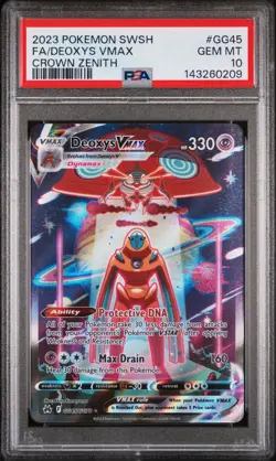 2023 POKEMON SWORD & SHIELD CROWN ZENITH #GG45 FULL ART/DEOXYS VMAX PSA 10 - Image 1