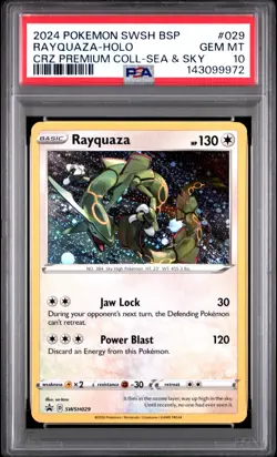 2024 POKEMON SWSH CROWN ZENITH PREMIUM COLLECTION SEA & SKY RAYQUAZA-HOLO PSA 10 - Image 1
