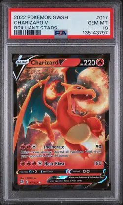 2022 POKEMON SWORD & SHIELD BRILLIANT STARS #017 CHARIZARD V PSA 10 - Image 1