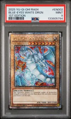 2025 YU-GI-OH! RA04-QUARTER CENTURY STAMPEDE 1ST ED BLUE-EYES WHITE DRAGON PSA 9 - Image 1