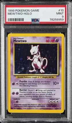 1999 POKEMON BASE SET UNLIMITED #10 MEWTWO-HOLO PSA 9 - Image 1