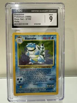 CGC 9 MINT Blastoise 1999 Base Set 2/102 Holo Pokemon Card - Image 1