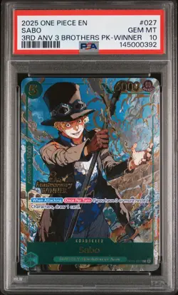 2025 ONE PIECE 3RD ANV TOURNAMENT 3 BROTHERS PACK WINNER #027 SABO PSA 10 - Image 1