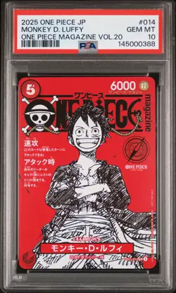 2025 ONE PIECE JPN PROMOS ONE PIECE MAGAZINE VOL.20 #014 MONKEY D. LUFFY PSA 10 - Image 1