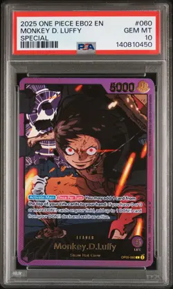 2025 ONE PIECE EB02-EXTRA BOOSTER -ANIME 25TH COLL- #060 MONKEY D. LUFFY PSA 10 - Image 1