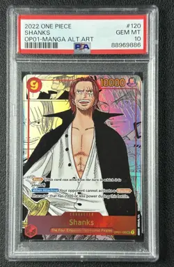 SHANKS PSA 10 2022 ONE PIECE #OP01-120 MANGA ALTERNATE ART SSP 9886 - Image 1