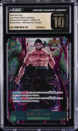 2023 ONE PIECE JPN WINGS OF THE CAPTAIN #OP06-118 RORONOA ZORO CGC 10 PRISTINE - Image 1
