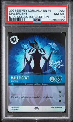 2023 DISNEY LORCANA EN P1-PROMO GIFT SET #22 MALEFICENT UNINVITED PSA 8 - Image 1