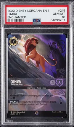 2023 DISNEY LORCANA EN 1-THE FIRST CHAPTER ENCHANTED #215 SIMBA PSA 10 - Image 1