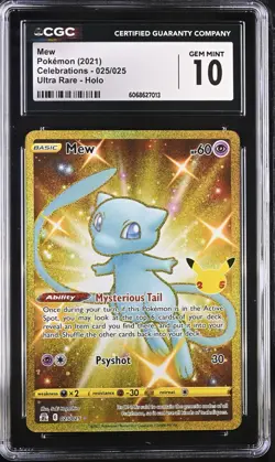 CGC 10 Mew 025/025 Celebrations Shiny Full Art Gold Pokemon Card psa 25th anniv. - Image 1