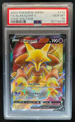 2020 Pokemon SWSH Vivid Voltage Alakazam V #172/185 PSA 10 - Image 1