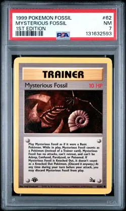 1999 POKEMON FOSSIL 1ST EDITION #62 MYSTERIOUS FOSSIL PSA 7 - Image 1