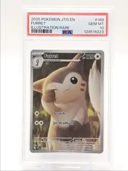 FURRET 2025 POKEMON JOURNEY TOGETHER ILLUSTRATION RARE A 168/159 PSA 10 Q0004 - Image 1