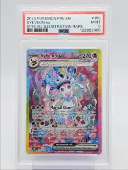 SYLVEON EX 2025 POKEMON PRISMATIC SPECIAL ILLUSTRATION RARE 156 PSA 9 Q0004 - Image 1