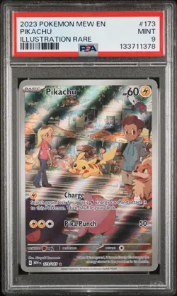 2023 POKEMON MEW EN-151 ILLUSTRATION RARE #173 PIKACHU PSA 9 - Image 1