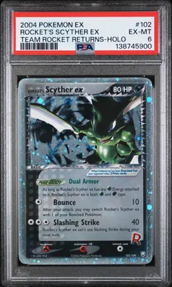 2004 POKEMON EX TEAM ROCKET RETURNS #102 ROCKET'S SCYTHER EX-HOLO PSA 6 - Image 1