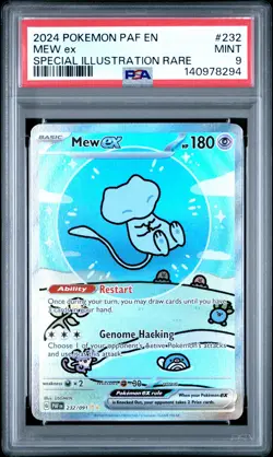 2024 POKEMON PAF EN-PALDEAN FATES SPECIAL ILLUSTRATION RARE #232 MEW EX PSA 9 - Image 1