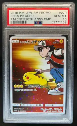 2018 Pokemon SM-P Promos Red's Pikachu #270/SM-P PSA 10 - Image 1