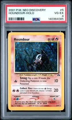 2001 Pokemon Neo Discovery Houndour Holo 5 PSA 4 Swirl - Image 1