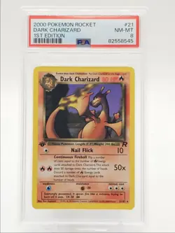 DARK CHARIZARD 2000 POKEMON TEAM ROCKET 1ST EDITION RARE 21/82 PSA 8 Q0004 - Image 1