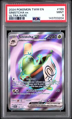 2024 POKEMON TWM EN-TWILIGHT MASQUERADE ULTRA RARE #189 SINISTCHA EX PSA 9 - Image 1