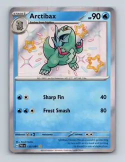Arctibax 129 2024 Pokemon Paldean Fates Shiny Rare Holo Card NM+ - Image 1