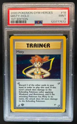 2000 Pokemon Gym Heroes 1st Edition Misty Holo #18/132 PSA 9 - Image 1
