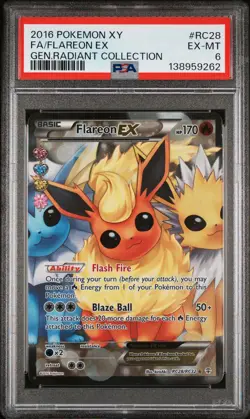 2016 POKEMON XY GENERATIONS RADIANT COLL #RC28 FULL ART/FLAREON EX PSA 6 - Image 1