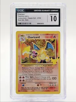 CHARIZARD 2021 POKEMON CELEBRATIONS CLASSIC BASE HOLO RARE B 4 CGC 10 Q0004 - Image 1