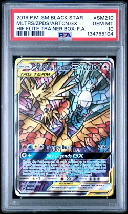 2019 POKEMON SM BLACK STAR PROMO FULL ART/MOLTRES & ZAPDOS & ARTICUNO GX PSA 10 - Image 1