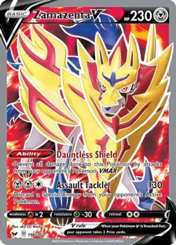 Zamazenta V - 196/202 - Pokemon Sword & Shield Base Set Full Art Rare Card NM - Image 1