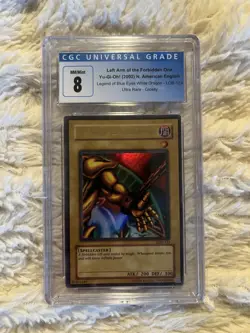 Yugioh Left Arm Of The Forbidden One 2002 LOB-123 1st Edition CGC 8 Ultra Rare - Image 1