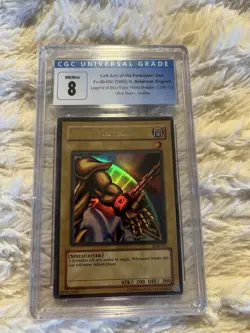 Yugioh Left Arm Of The Forbidden One 2002 LOB-123 1st Edition CGC 8 Ultra Rare - Image 2
