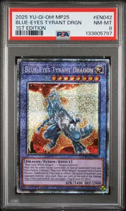 2025 YU-GI-OH! MP25-MEGA-PACK TIN 1ST ED #EN042 BLUE-EYES TYRANT DRAGON PSA 8 - Image 1