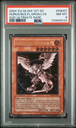 2004 YU-GI-OH! SOD-SOUL OF THE DUELIST HORUS THE BLACK FLAME DRAGON LV6 PSA 8 - Image 1