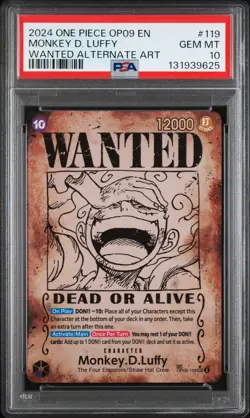2024 ONE PIECE OP09-EMPERORS IN THE NEW WORLD #119 MONKEY D. LUFFY PSA 10 - Image 1