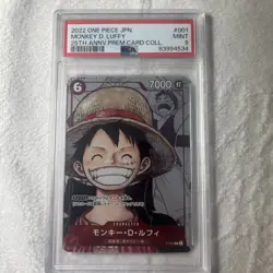 PSA 9 Monkey D. Luffy 25th Anniversary Card Collection P-001 JP 2022 - Image 1