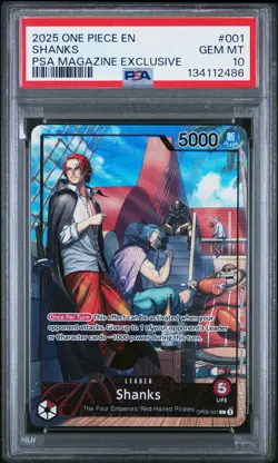 2025 ONE PIECE PROMOS PSA MAGAZINE EXCLUSIVE #001 SHANKS PSA 10 - Image 1