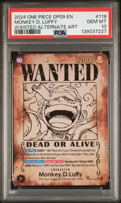 2024 ONE PIECE OP09-EMPERORS IN THE NEW WORLD #119 MONKEY D. LUFFY PSA 10 - Image 1