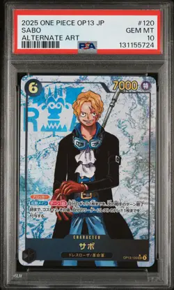 2025 ONE PIECE JPN OP13-CARRYING ON HIS WILL ALTERNATE ART #120 SABO PSA 10 - Image 1