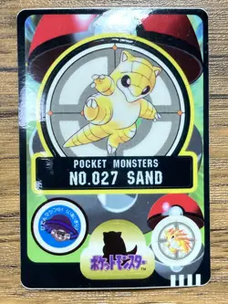 Pokemon Sealdass Sticker Card Sandshrew No.27 Bandai Pocket Monsters 1997 Japan - Image 1