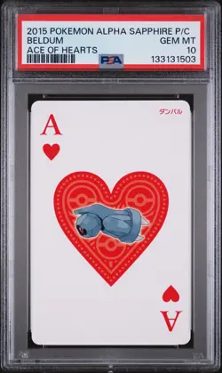 2015 POKEMON ALPHA SAPPHIRE PLAYING CARDS ACE OF HEARTS BELDUM PSA 10 - Image 1