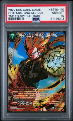2022 DRAGON BALL SUPER CARD SPECIAL RARE #BT10-110 GOTENKS GOING ALL-OUT PSA 10 - Image 1