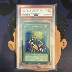 PSA 7 NEAR MINT 2005 YU-GI-Oh! Lost Millennium CARD of SANCTITY EN037 1st Ed - Image 2