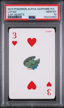 2015 POKEMON ALPHA SAPPHIRE PLAYING CARDS 3 OF HEARTS LOTAD PSA 10 - Image 1