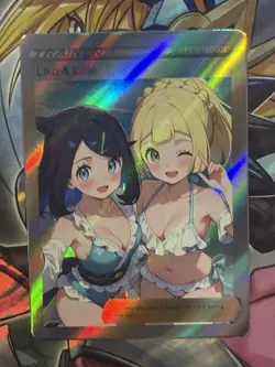 Pokemon Liko & Lillie Anime Waifu Custom DIY Trainer Art Sexy Pokemon card - Image 1