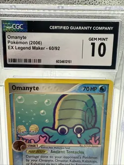 Pokemon Omanyte 60/92 EX Legend Maker 2006 CGC 10 Pokemon Card - Image 2
