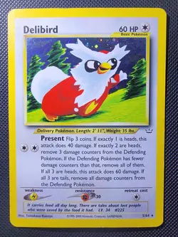 Pokemon TCG Delibird Neo Revelation Holo Card 5/64 Rare MP Vintage WOTC - Image 1