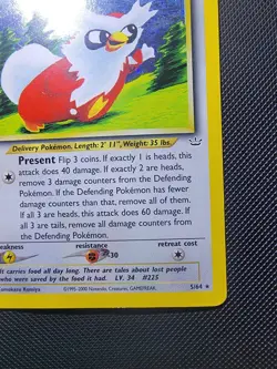 Pokemon TCG Delibird Neo Revelation Holo Card 5/64 Rare MP Vintage WOTC - Image 4